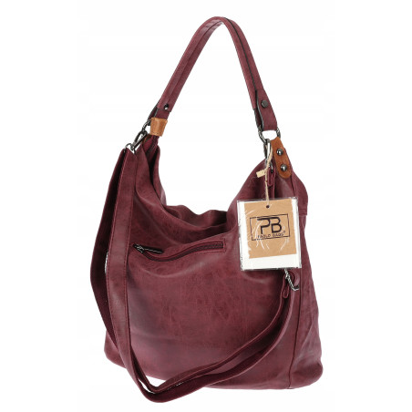 Torebka Damska Shopper Modna Listonoszka Worek na Ramię BP57730 Bordowa