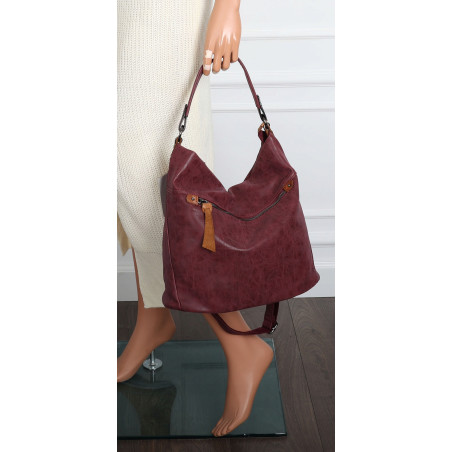 Torebka Damska Shopper Modna Listonoszka Worek na Ramię BP57730 Bordowa