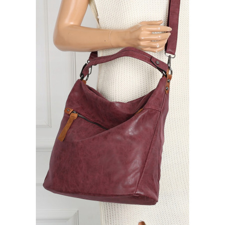 Torebka Damska Shopper Modna Listonoszka Worek na Ramię BP57730 Bordowa