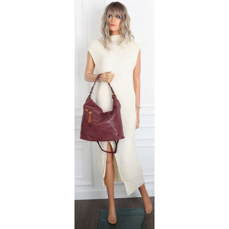 Torebka Damska Shopper Modna Listonoszka Worek na Ramię BP57730 Bordowa
