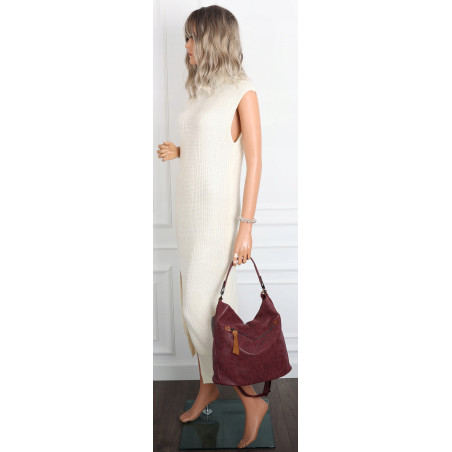 Torebka Damska Shopper Modna Listonoszka Worek na Ramię BP57730 Bordowa