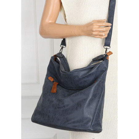 Torebka Damska Shopper Modna Listonoszka Worek na Ramię BP57730 Granatowa