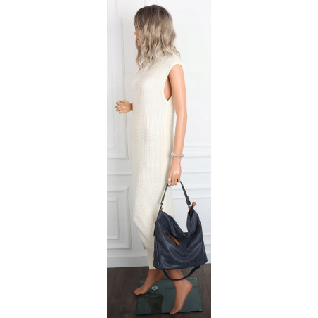 Torebka Damska Shopper Modna Listonoszka Worek na Ramię BP57730 Granatowa