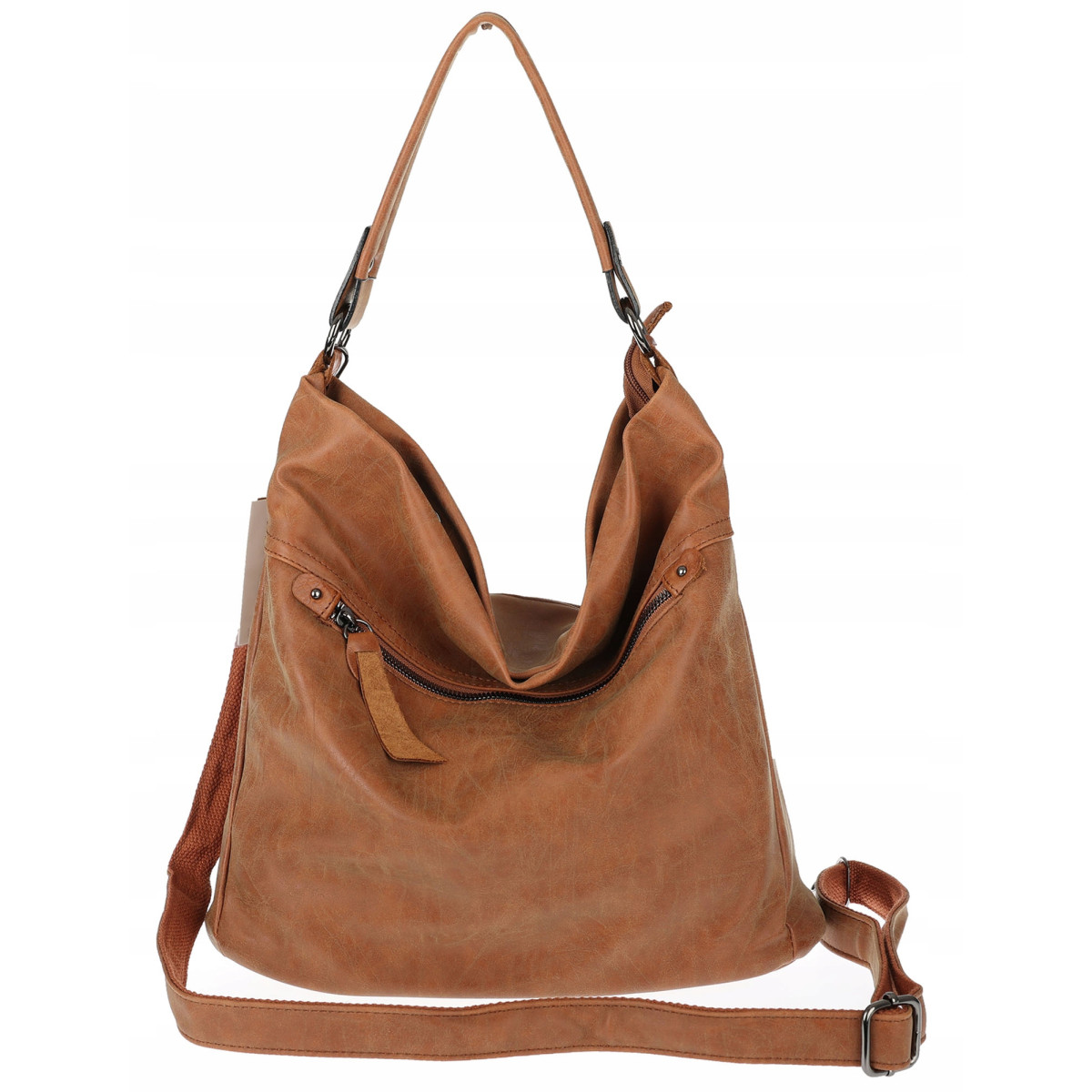 Torebka Damska Shopper Modna Listonoszka Worek na Ramię BP57730 Brązowa