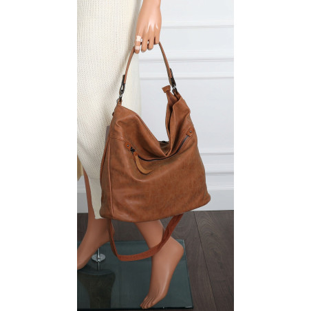 Torebka Damska Shopper Modna Listonoszka Worek na Ramię BP57730 Brązowa