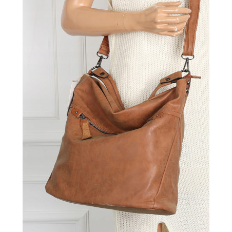 Torebka Damska Shopper Modna Listonoszka Worek na Ramię BP57730 Brązowa