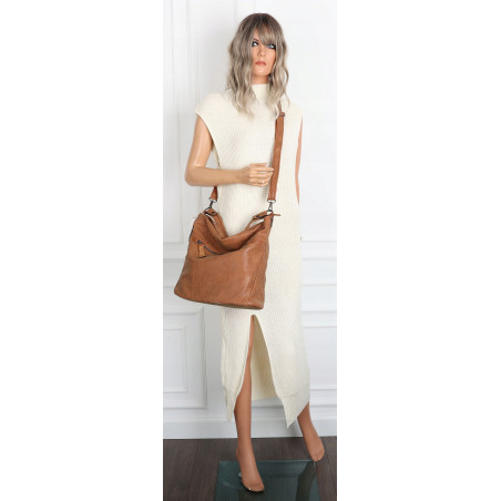 Torebka Damska Shopper Modna Listonoszka Worek na Ramię BP57730 Brązowa