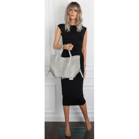 Torebka Damska Shopperka łódka Pojemna Duża Torba zamszowa CM9872 Szara