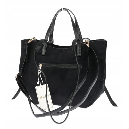 Torebka Damska Shopperka łódka Pojemna Duża Torba zamszowa CM9872 Czarna