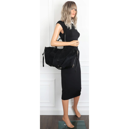 Torebka Damska Shopperka łódka Pojemna Duża Torba zamszowa CM9872 Czarna