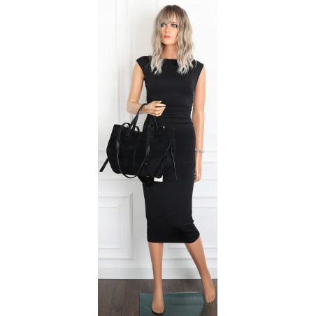 Torebka Damska Shopperka łódka Pojemna Duża Torba zamszowa CM9872 Czarna