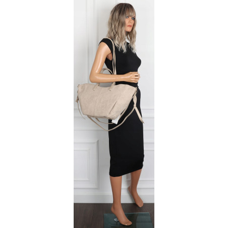 Torebka Damska Shopperka łódka Pojemna Duża Torba zamszowa CM9872 Beżowa