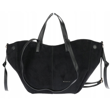 Torebka Damska Shopperka łódka Pojemna Duża Torba zamszowa CM9872 Czarna