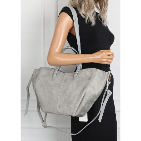 Torebka Damska Shopperka łódka Pojemna Duża Torba zamszowa CM9872 Szara
