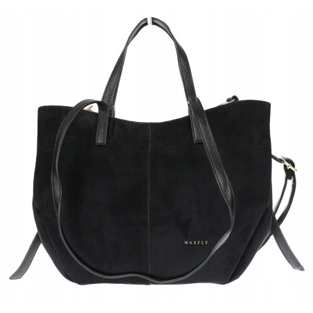 Torebka Damska Shopperka łódka Pojemna Duża Torba zamszowa CM9872 Czarna