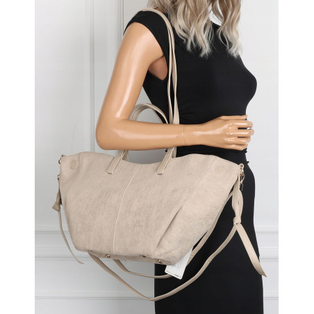 Torebka Damska Shopperka łódka Pojemna Duża Torba zamszowa CM9872 Beżowa