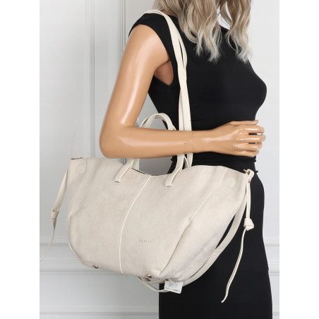 Torebka Damska Shopperka łódka Pojemna Duża Torba zamszowa CM9872 Beżowa