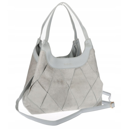 Torebka zamszowa damska shopper Listonoszka miejska elegancka CM9871 Szara
