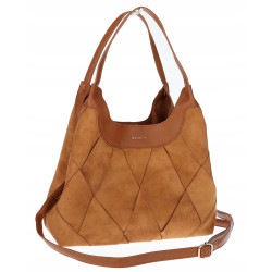 Torebka zamszowa damska shopper Listonoszka modna elegancka CM9871 Brązowa