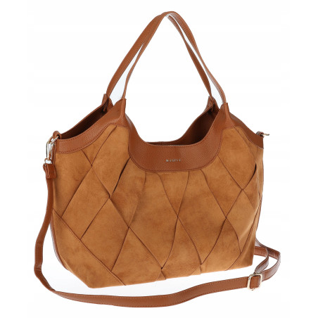 Torebka zamszowa damska shopper Listonoszka modna elegancka CM9871 Brązowa