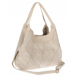 Torebka zamszowa damska shopper Listonoszka pojemna elegancka CM9871 Beżowa