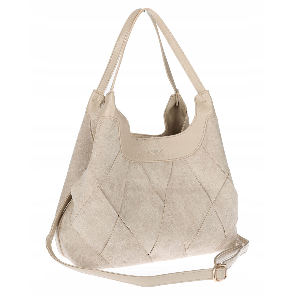 Torebka zamszowa damska shopper Listonoszka pojemna elegancka CM9871 Beżowa