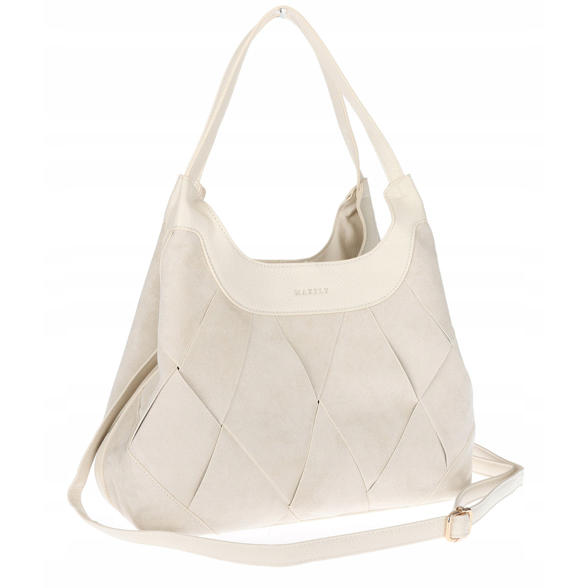 Torebka zamszowa damska shopper Listonoszka pojemna elegancka CM9871 Beżowa