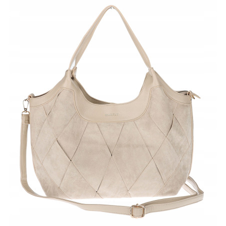 Torebka zamszowa damska shopper Listonoszka pojemna elegancka CM9871 Beżowa