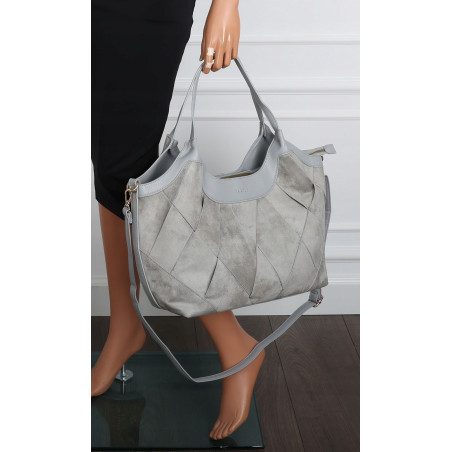 Torebka zamszowa damska shopper Listonoszka miejska elegancka CM9871 Szara