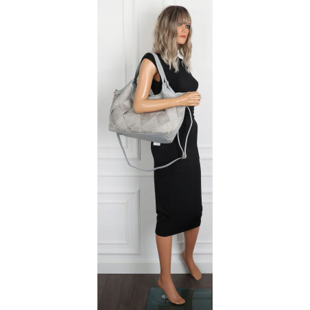 Torebka zamszowa damska shopper Listonoszka miejska elegancka CM9871 Szara