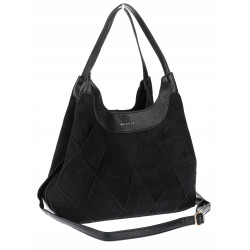 Torebka zamszowa damska shopper Listonoszka pojemna elegancka CM9871 Czarna