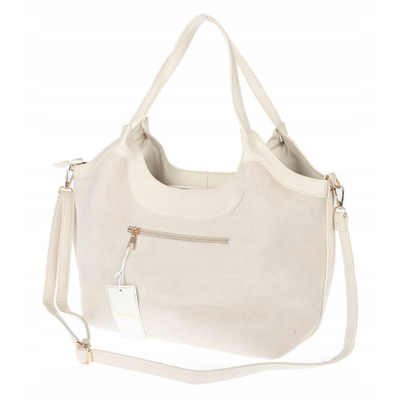 Torebka zamszowa damska shopper Listonoszka pojemna elegancka CM9871 Beżowa