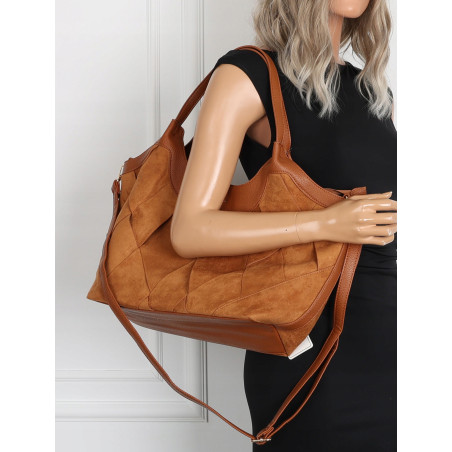 Torebka zamszowa damska shopper Listonoszka modna elegancka CM9871 Brązowa