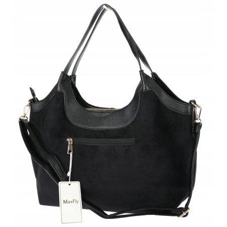 Torebka zamszowa damska shopper Listonoszka pojemna elegancka CM9871 Czarna