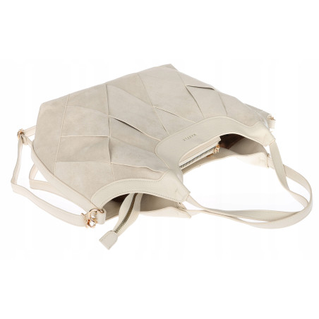 Torebka zamszowa damska shopper Listonoszka pojemna elegancka CM9871 Beżowa