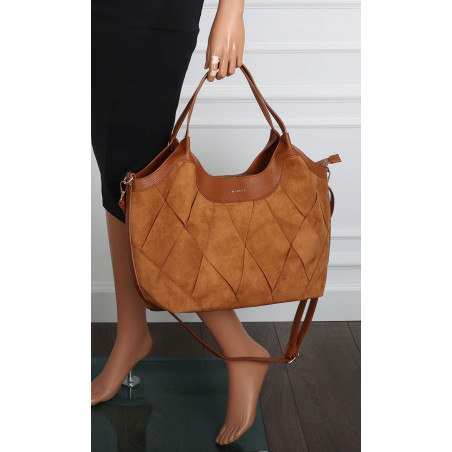 Torebka zamszowa damska shopper Listonoszka modna elegancka CM9871 Brązowa