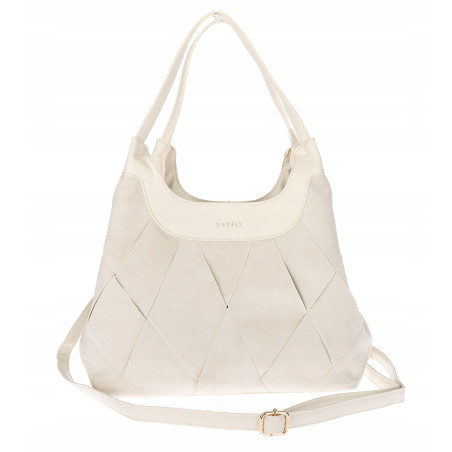 Torebka zamszowa damska shopper Listonoszka pojemna elegancka CM9871 Beżowa