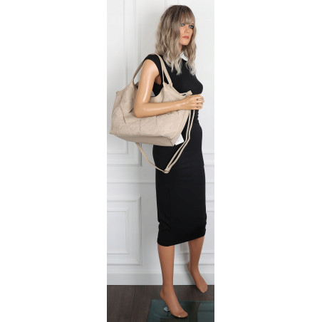 Torebka zamszowa damska shopper Listonoszka pojemna elegancka CM9871 Beżowa