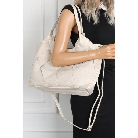 Torebka zamszowa damska shopper Listonoszka pojemna elegancka CM9871 Beżowa