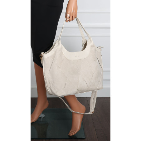 Torebka zamszowa damska shopper Listonoszka pojemna elegancka CM9871 Beżowa