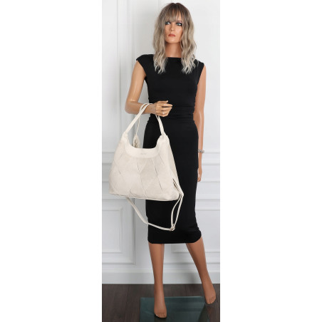 Torebka zamszowa damska shopper Listonoszka pojemna elegancka CM9871 Beżowa
