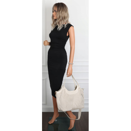 Torebka zamszowa damska shopper Listonoszka pojemna elegancka CM9871 Beżowa