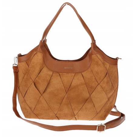 Torebka zamszowa damska shopper Listonoszka modna elegancka CM9871 Brązowa