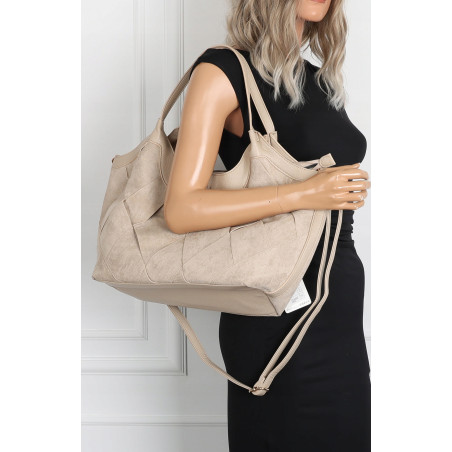 Torebka zamszowa damska shopper Listonoszka pojemna elegancka CM9871 Beżowa