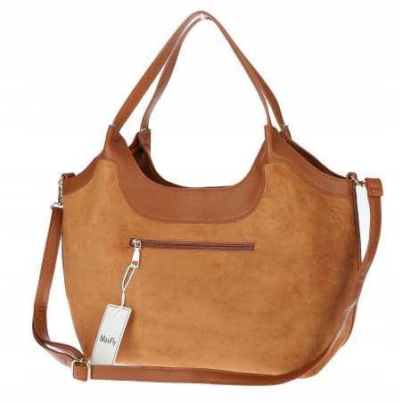 Torebka zamszowa damska shopper Listonoszka modna elegancka CM9871 Brązowa
