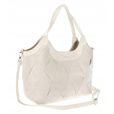 Torebka zamszowa damska shopper Listonoszka pojemna elegancka CM9871 Beżowa