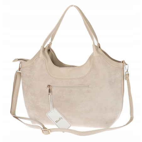 Torebka zamszowa damska shopper Listonoszka pojemna elegancka CM9871 Beżowa