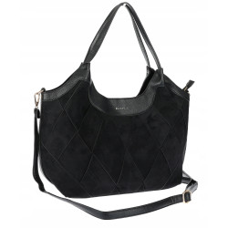 Torebka zamszowa damska shopper Listonoszka pojemna elegancka CM9871 Czarna