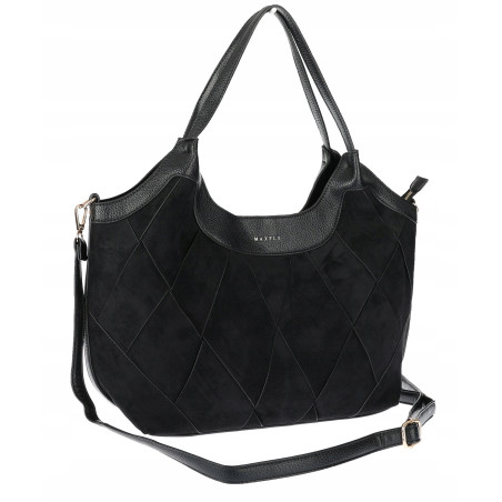 Torebka zamszowa damska shopper Listonoszka pojemna elegancka CM9871 Czarna