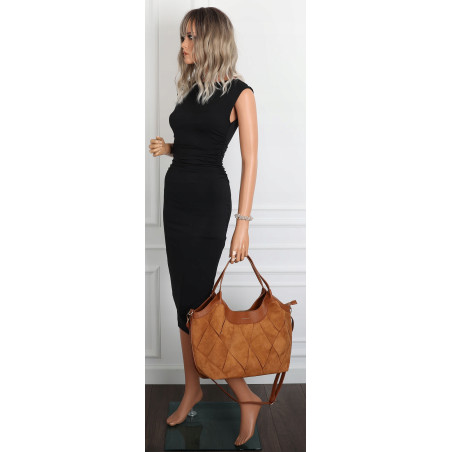 Torebka zamszowa damska shopper Listonoszka modna elegancka CM9871 Brązowa